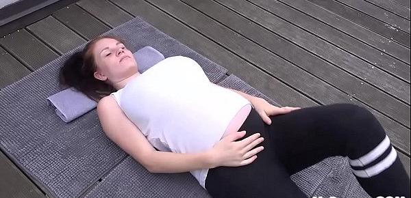  A Very Pregnant Angel Exercises in the Sun!